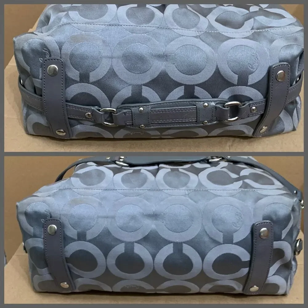 COACH MADISON Large Gray OP ART Logo Vintage SABRINA Satchel/Shoulder Bag #12943